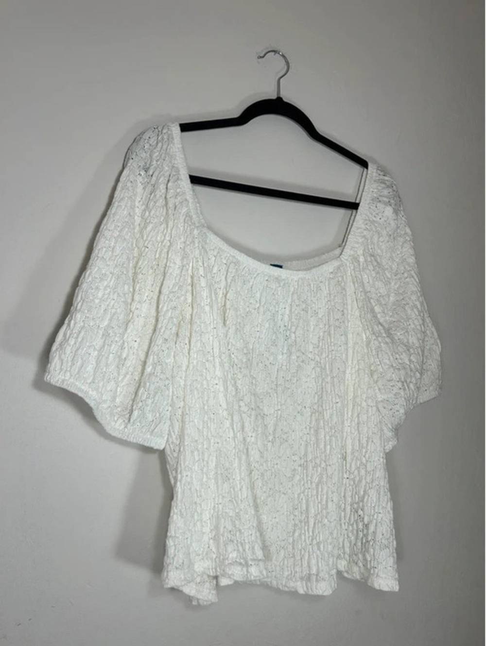 Old Navy White Eyelet Babydoll Puffy Sleeve Top